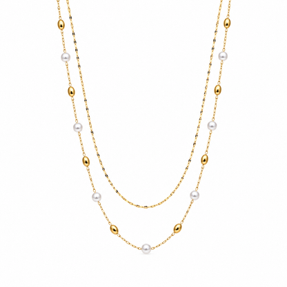 Pearl Layered Chain Necklace