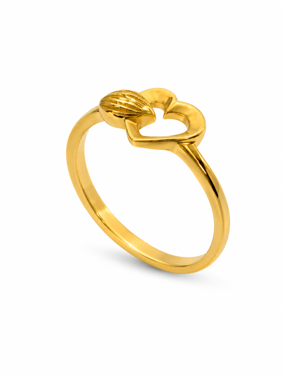 9K Gold Open Heart Statement Ring (Size - 9)