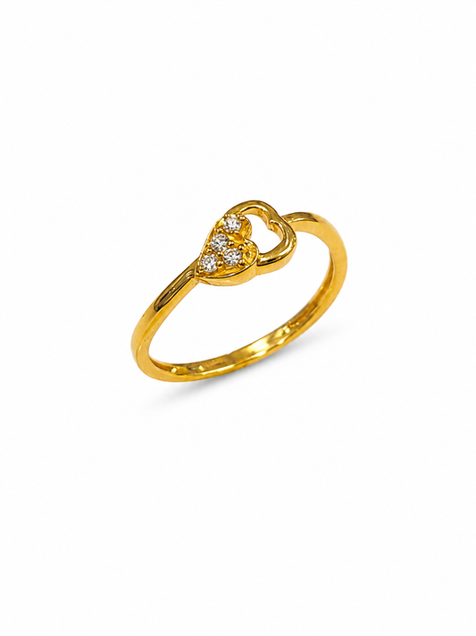 9K Gold Diamond Heart Ring (Size - 12)