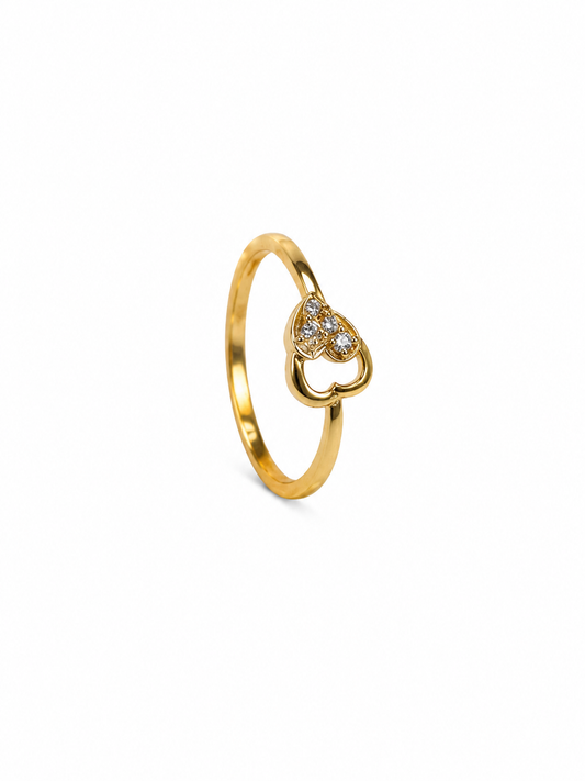 9K Gold Diamond Heart Ring (Size - 12)