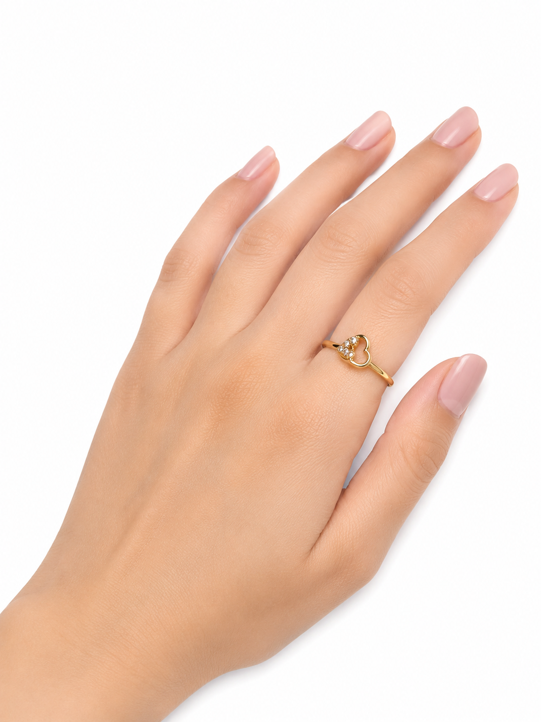 9K Gold Diamond Heart Ring (Size - 12)