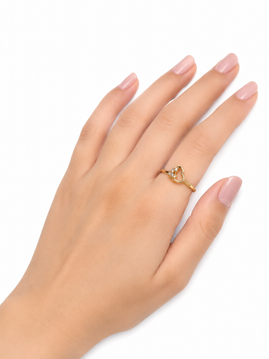 9K Gold Diamond Heart Ring (Size - 12)