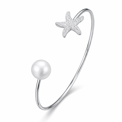 Celeste Star & Pearl Open Cuff Bracelet