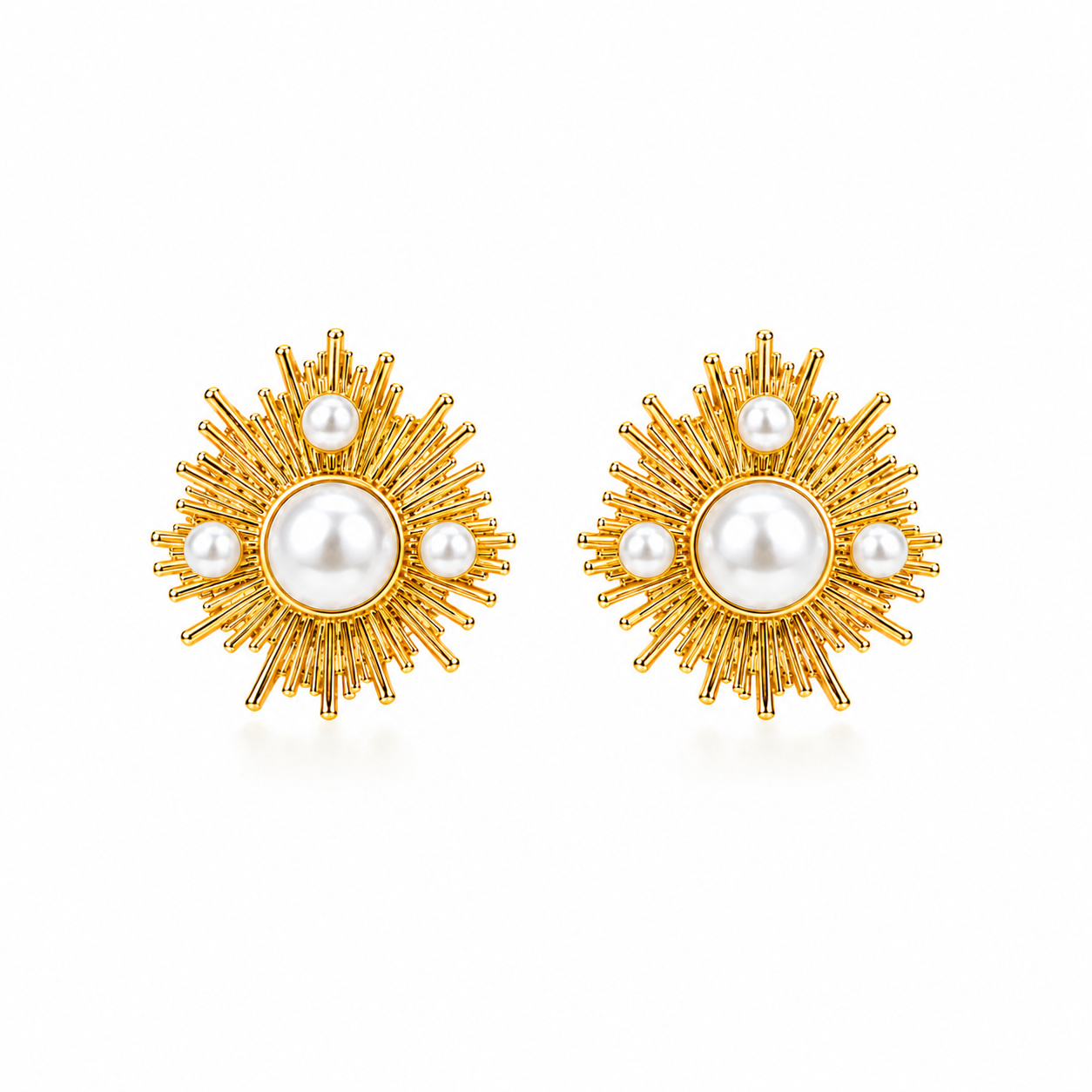 Demi Fine Solara Pearl Sunburst Earrings