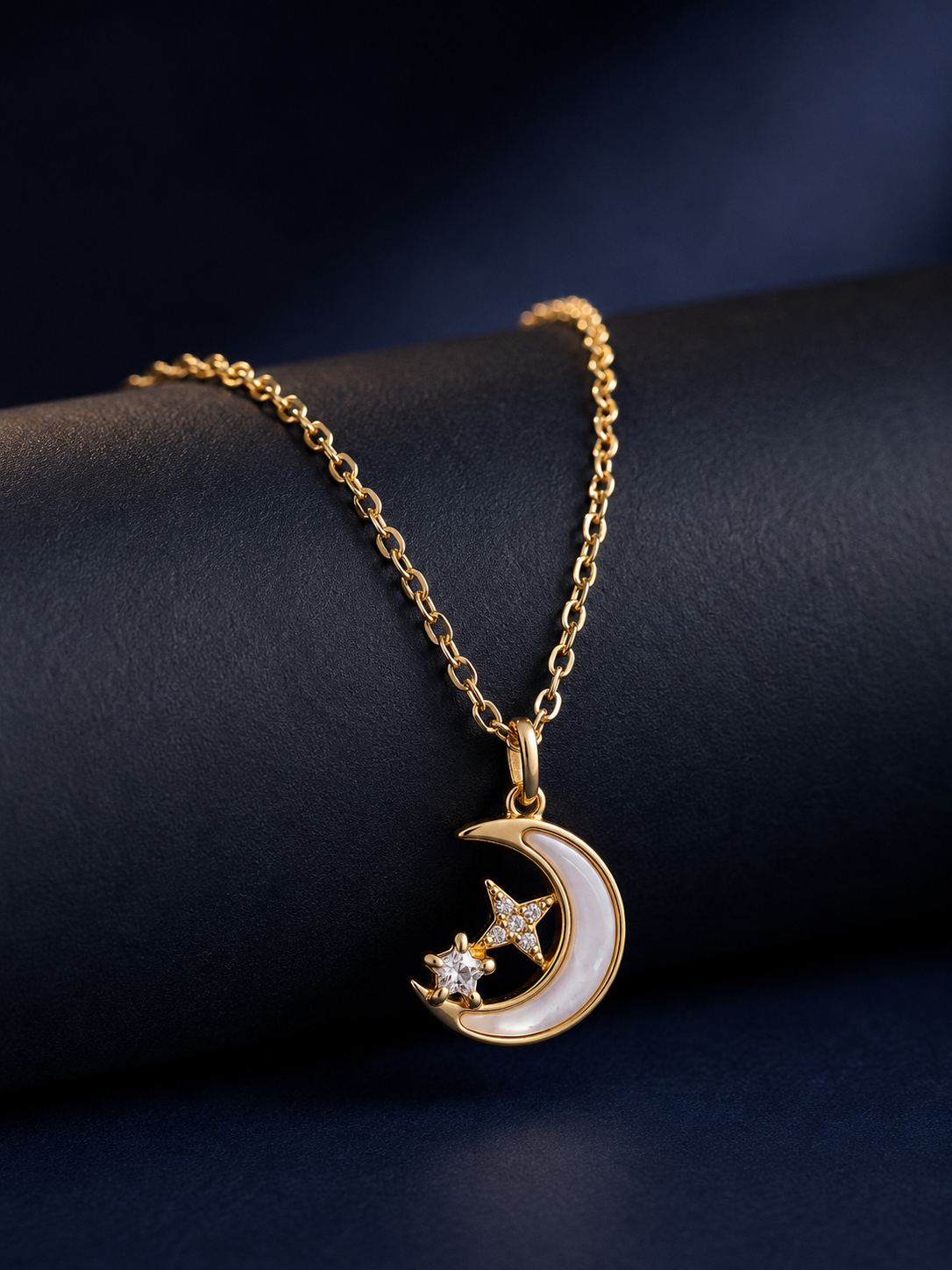 925 Silver Moonlight Pearl Star Gold Necklace