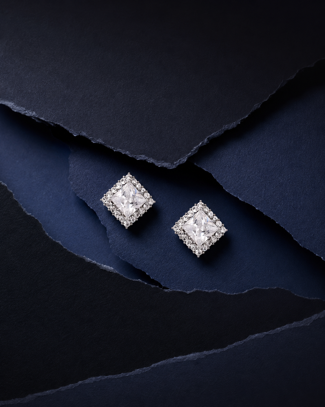925 Silver Princess Solitaire Frame Studs
