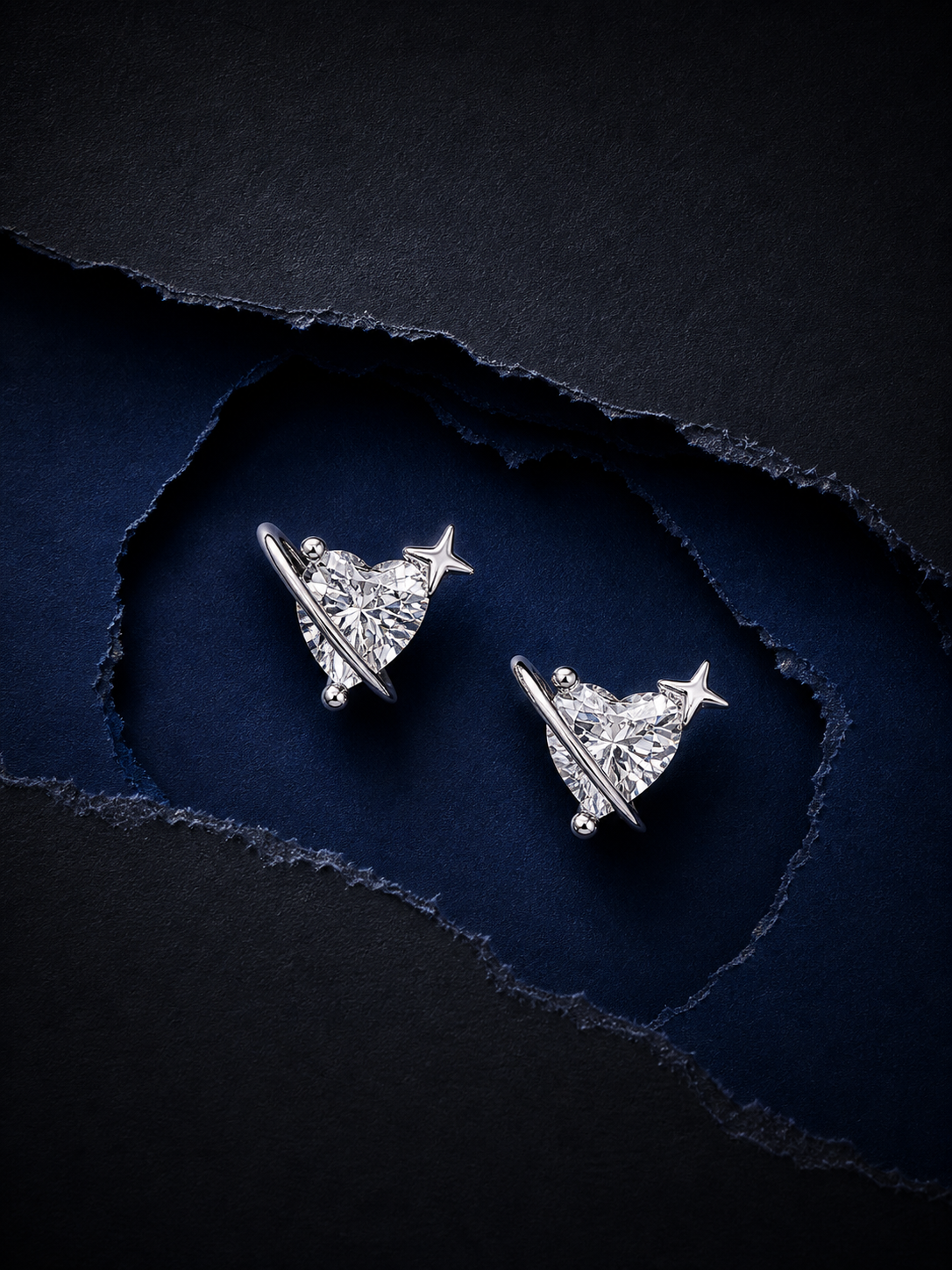 Starry Heart Sparkle Studs