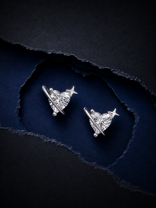 Starry Heart Sparkle Studs