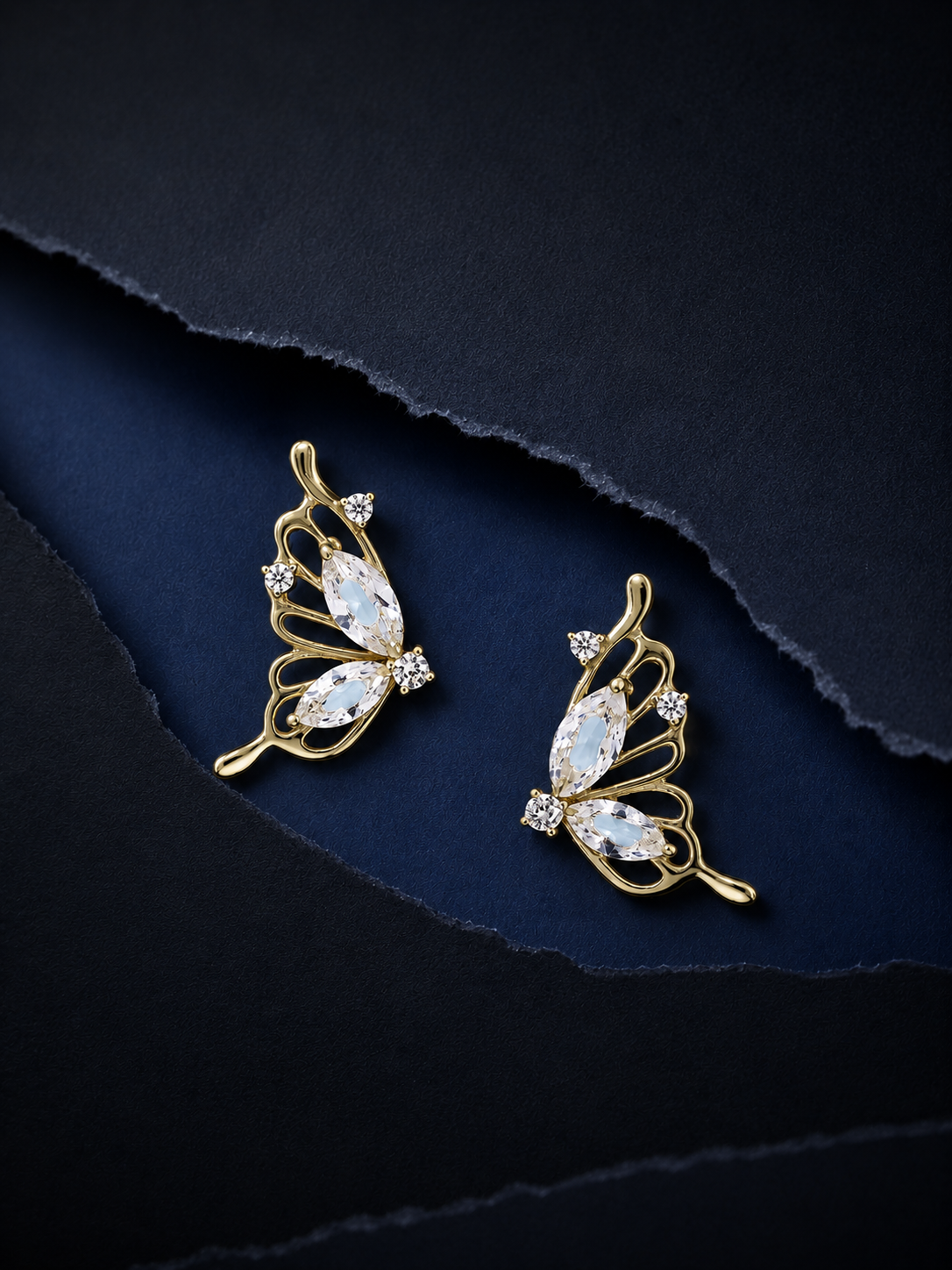 Gold Half Butterfly Earrings