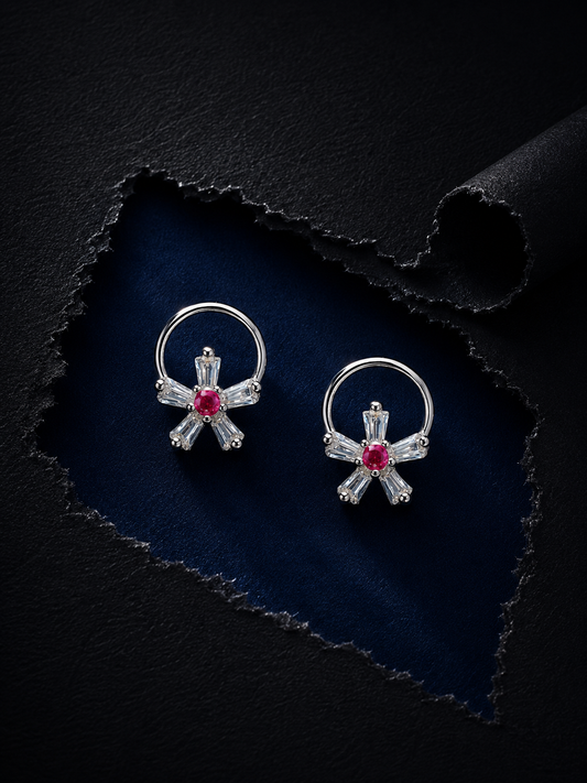 Ruby Bloom Stud Earrings