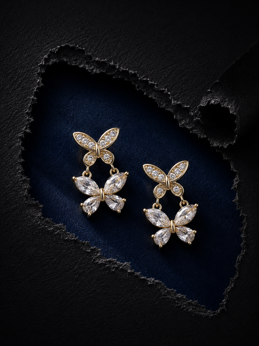 Golden Flutter Drop Earrings