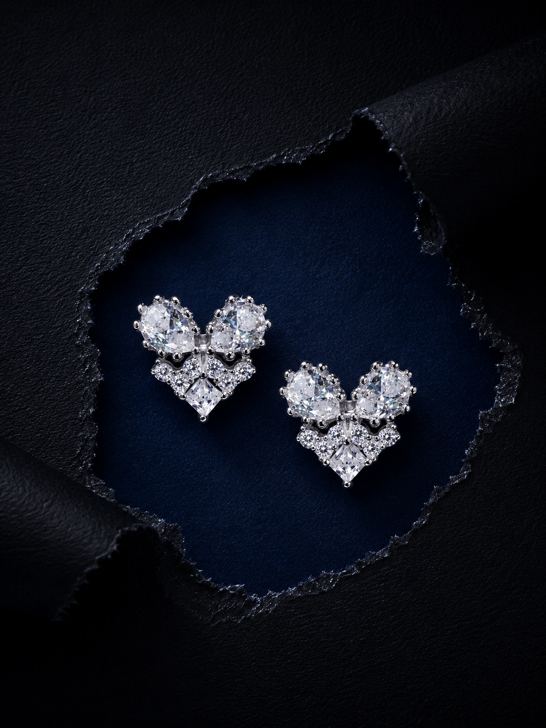 Crystal Bloom Heart Studs