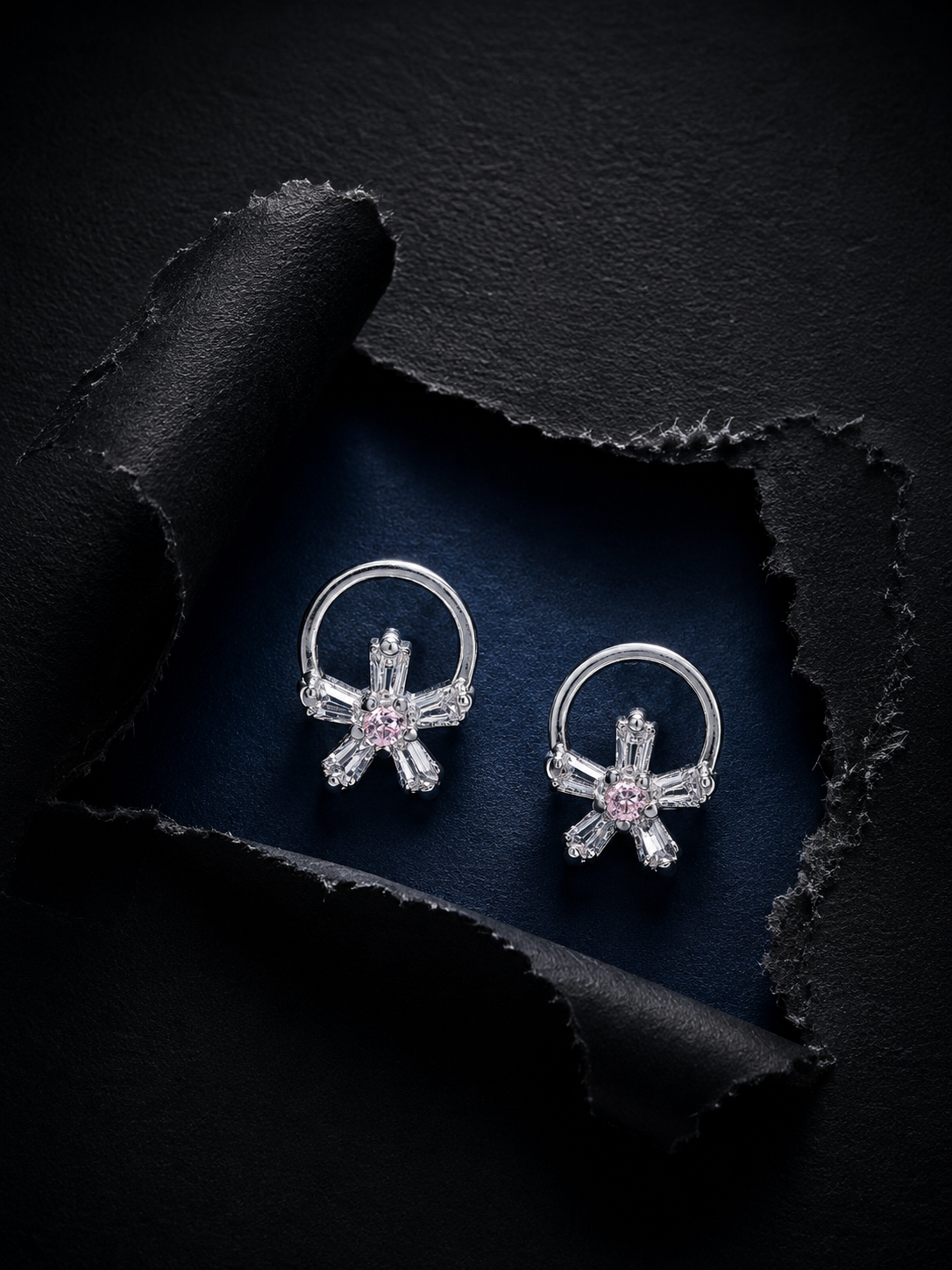 Crystal Flower Ring Stud