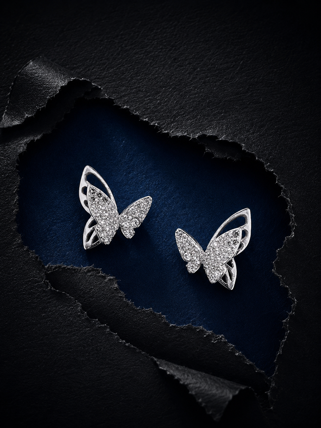 925 Silver Flutter Spark Butterfly Studs