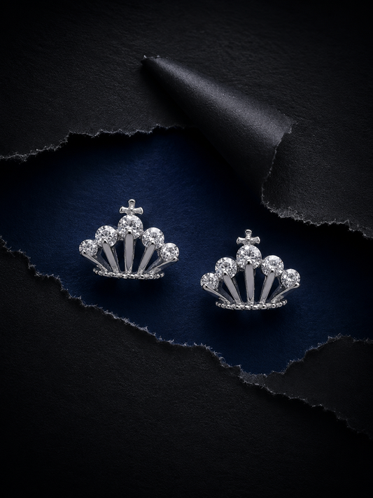 925 Silver Crown Luxe Stud Earrings