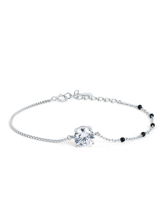 925 sterling silver mangalsutra bracelet with black beaded chain