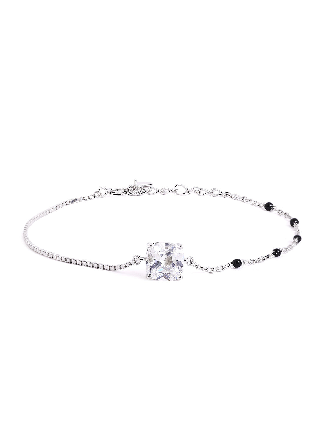 925 sterling silver mangalsutra bracelet with black beaded chain