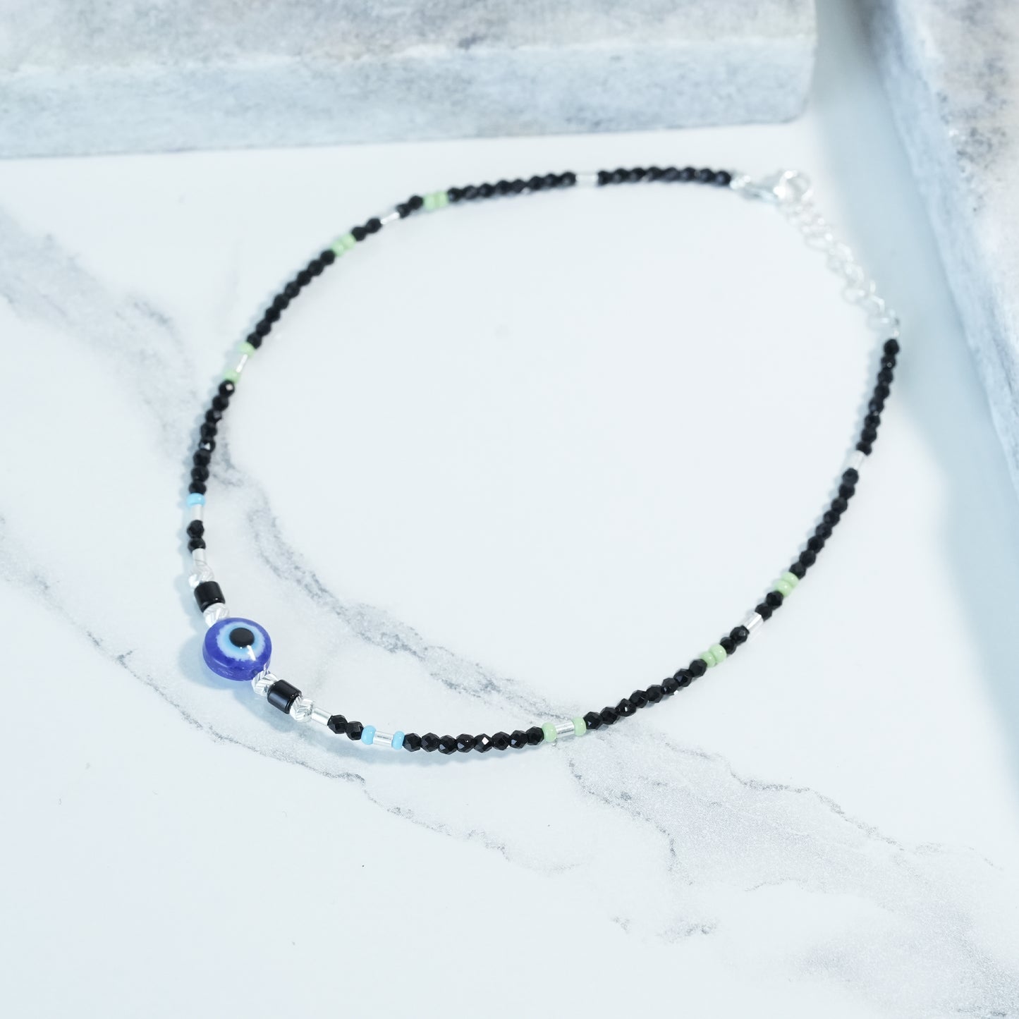 Handcrafted Evil Eye Silver Anklet