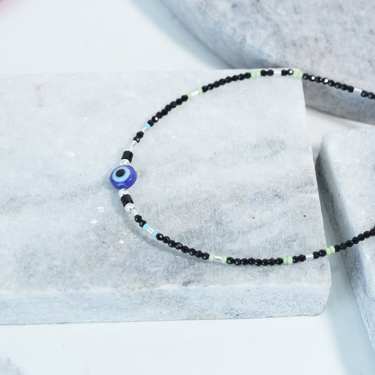 Handcrafted Evil Eye Silver Anklet