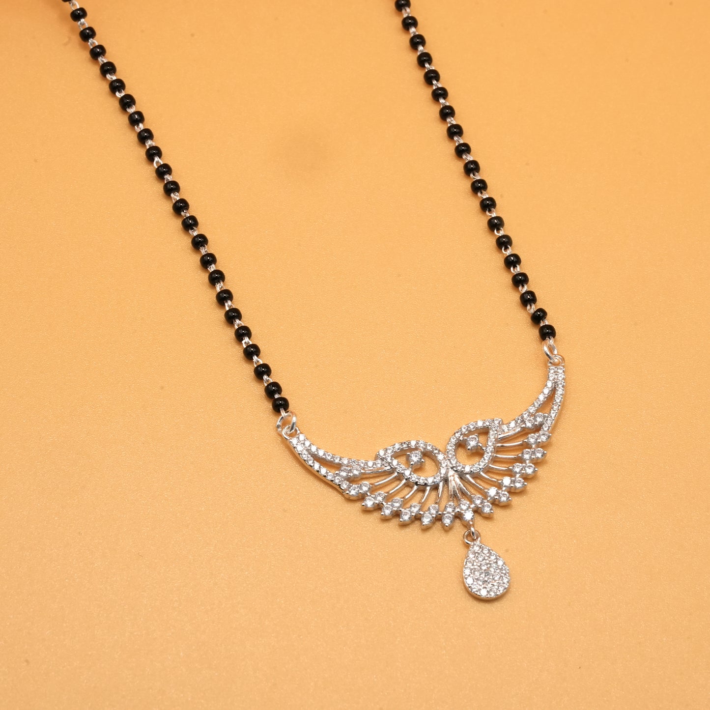 925 sterling silver mangalsutra with black beaded chain 