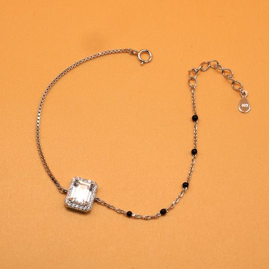 925 sterling silver mangalsutra bracelet with black beaded chain