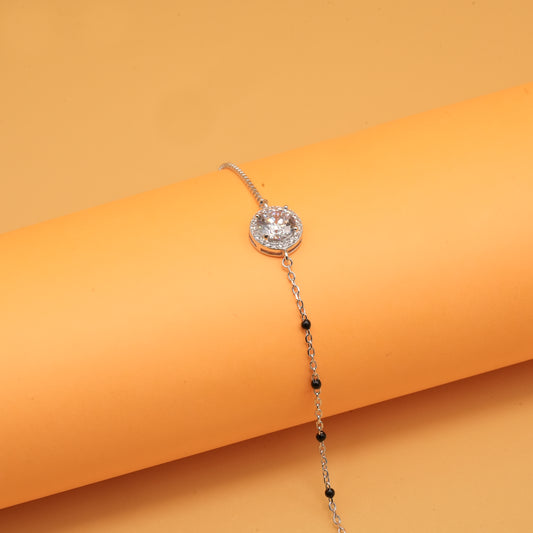925 sterling silver mangalsutra bracelet with black beaded chain