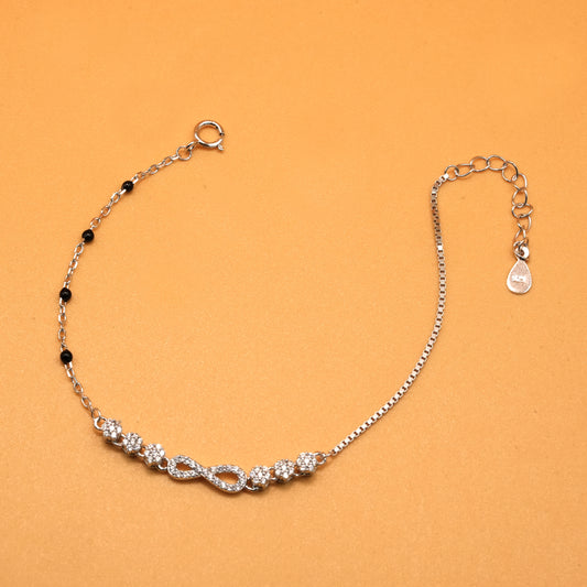 925 sterling silver mangalsutra bracelet with black beaded chain