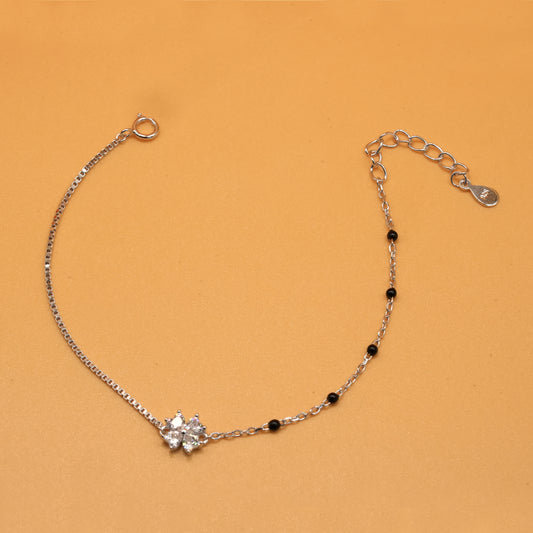 925 sterling silver mangalsutra bracelet with black beaded chain