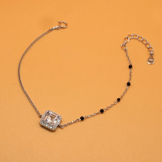 925 sterling silver mangalsutra bracelet with black beaded chain