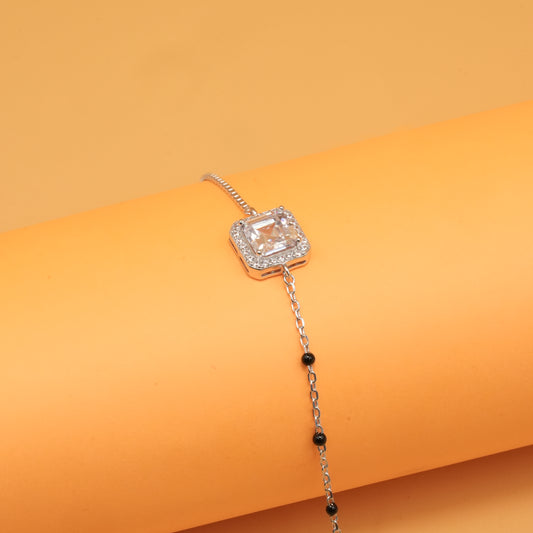 925 sterling silver mangalsutra bracelet with black beaded chain