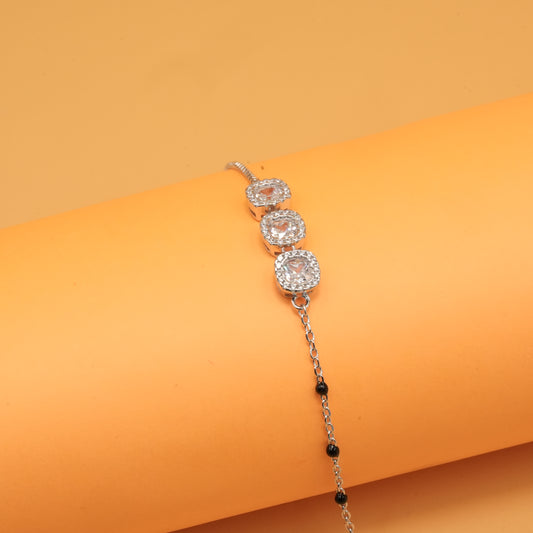 925 sterling silver mangalsutra bracelet with black beaded chain