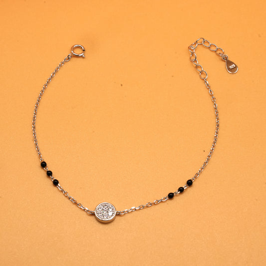 925 sterling silver mangalsutra bracelet with black beaded chain