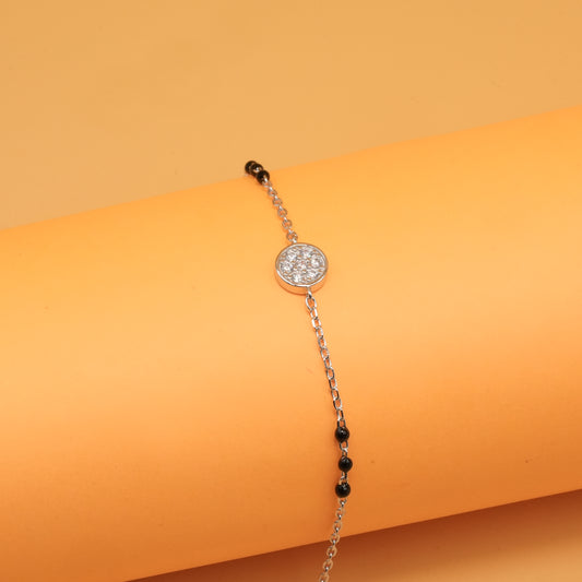925 sterling silver mangalsutra bracelet with black beaded chain
