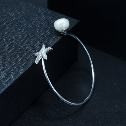Celeste Star & Pearl Open Cuff Bracelet