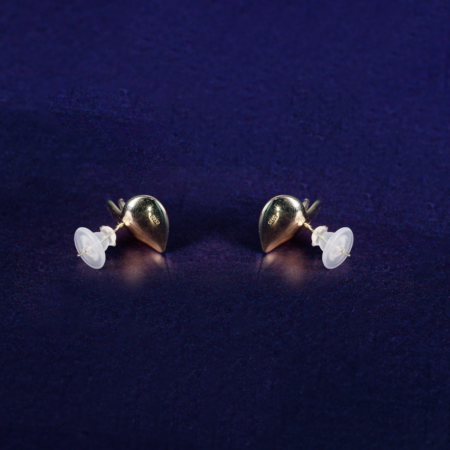 Gold-Finish Heart Pearl Studs