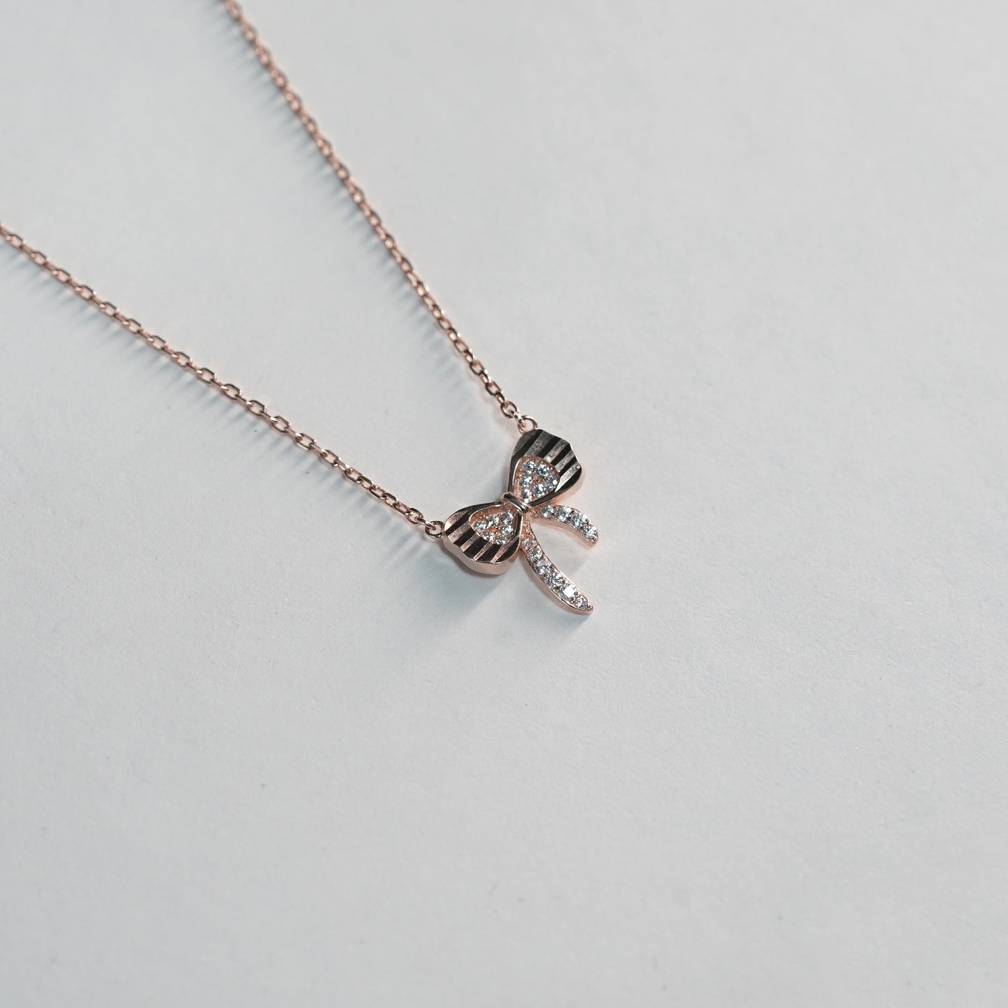 Infinity Love Bow Rose Gold Necklace