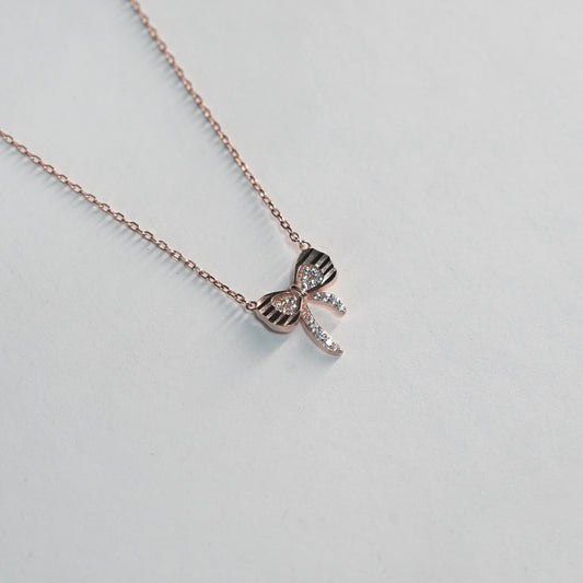 Infinity Love Bow Rose Gold Necklace