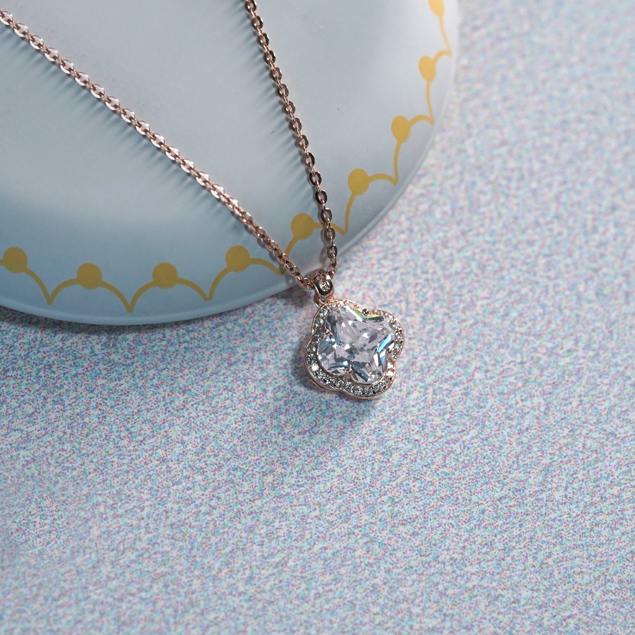 Modern Halo Square Necklace