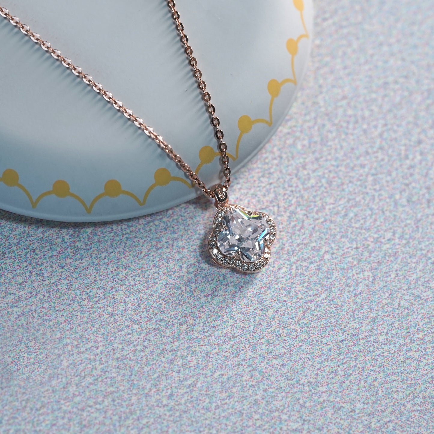 Modern Halo Square Necklace