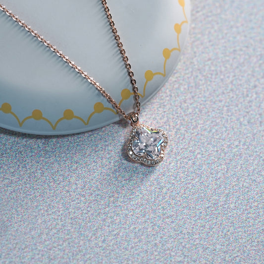Modern Halo Square Necklace