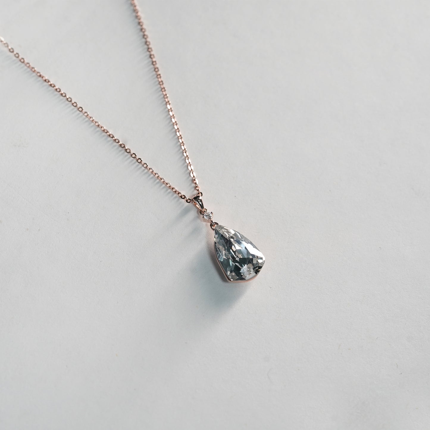 Crystal Drop Rose Gold Necklace