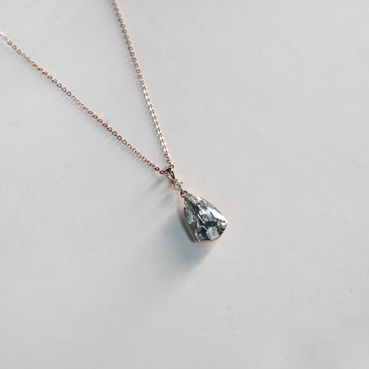 Crystal Drop Rose Gold Necklace