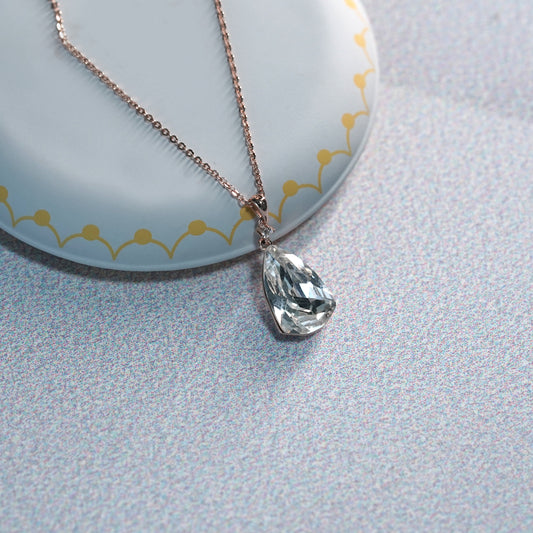 Crystal Drop Rose Gold Necklace