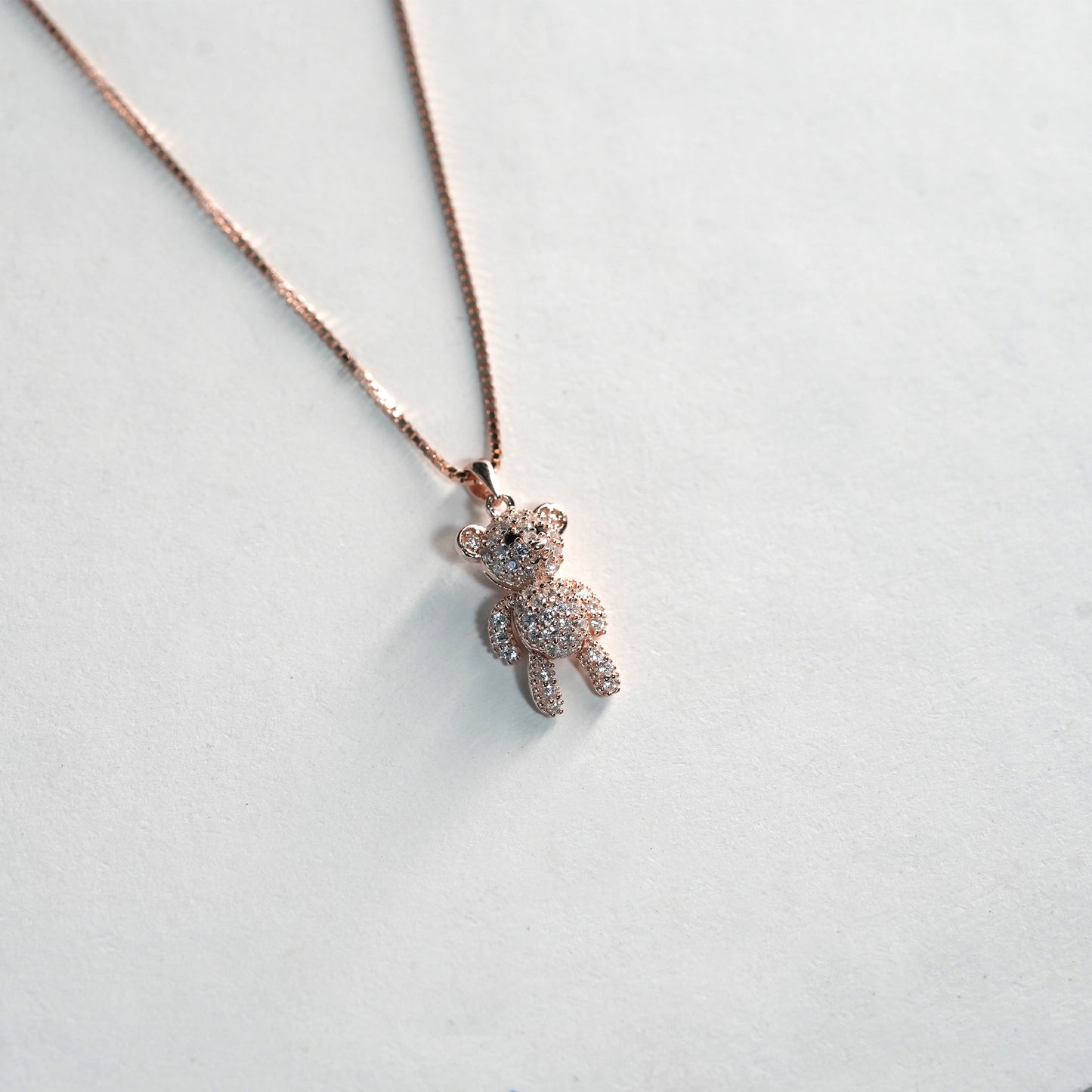Sparkle Teddy Rose Gold Necklace