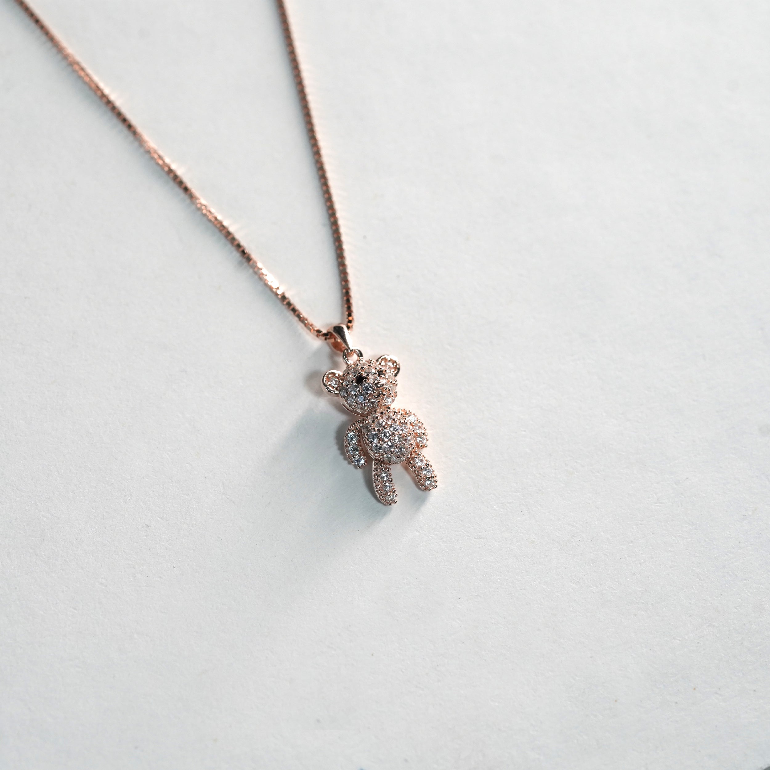 Sparkle Teddy Rose Gold Necklace
