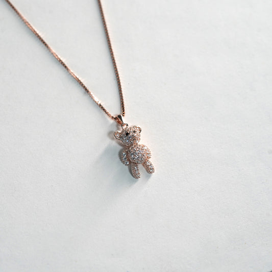 Sparkle Teddy Rose Gold Necklace