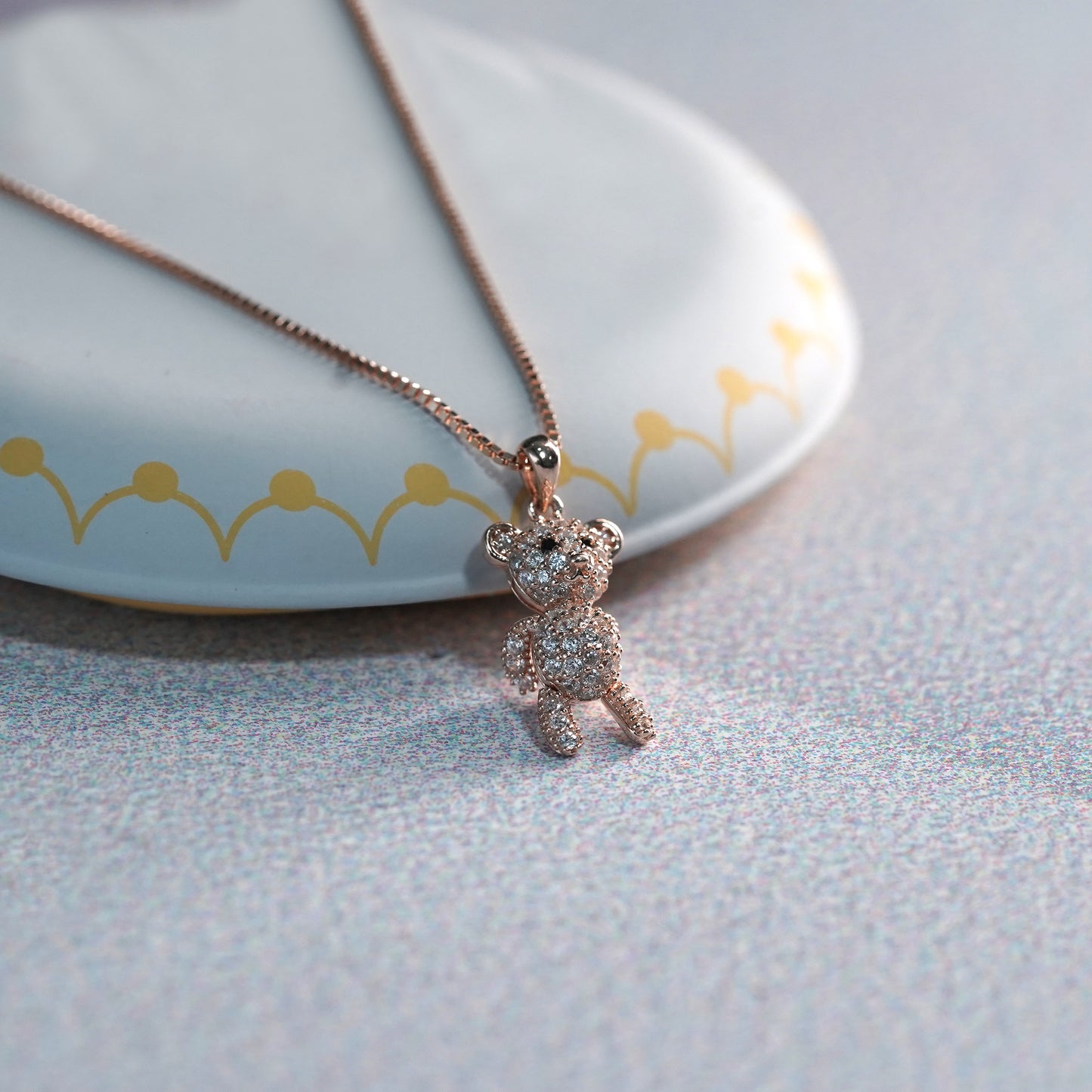 Sparkle Teddy Rose Gold Necklace