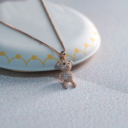 Sparkle Teddy Rose Gold Necklace