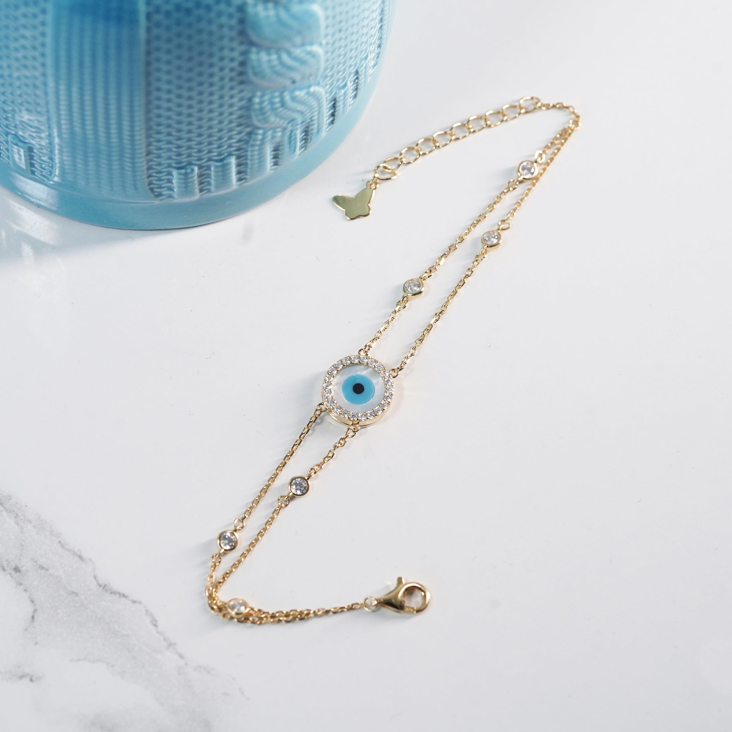 Gold Finish Evil Eye Bracelet