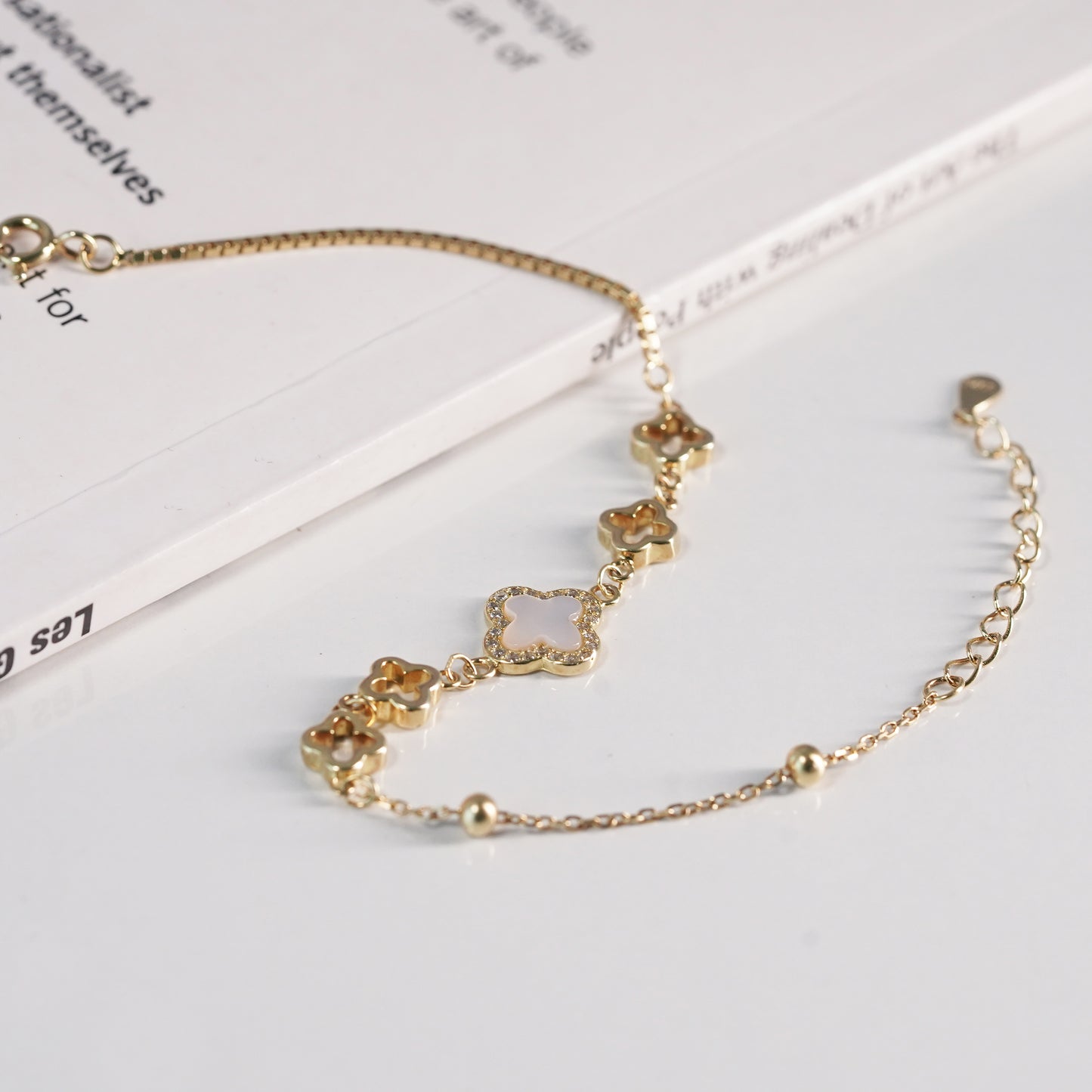 Gold Finish Clover Charm Bracelet